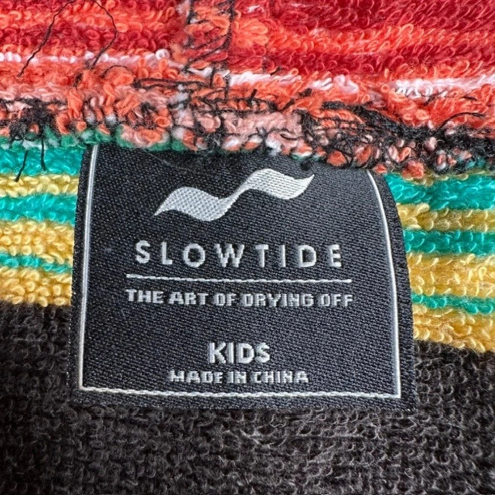 Slowtide Kids Hooded Changing Poncho Towel Serape Stripe Multicolor Cotton Terry